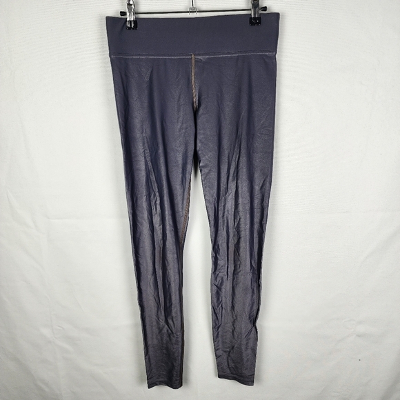 Carbon38 Metallic Gray Leggings Shine Athletic Workout Gym - Picture 1 of 5